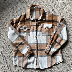 Plaid Shirt in Brown and White